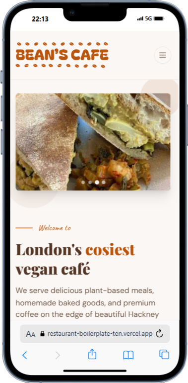 Restaurant Website auf Smartphone