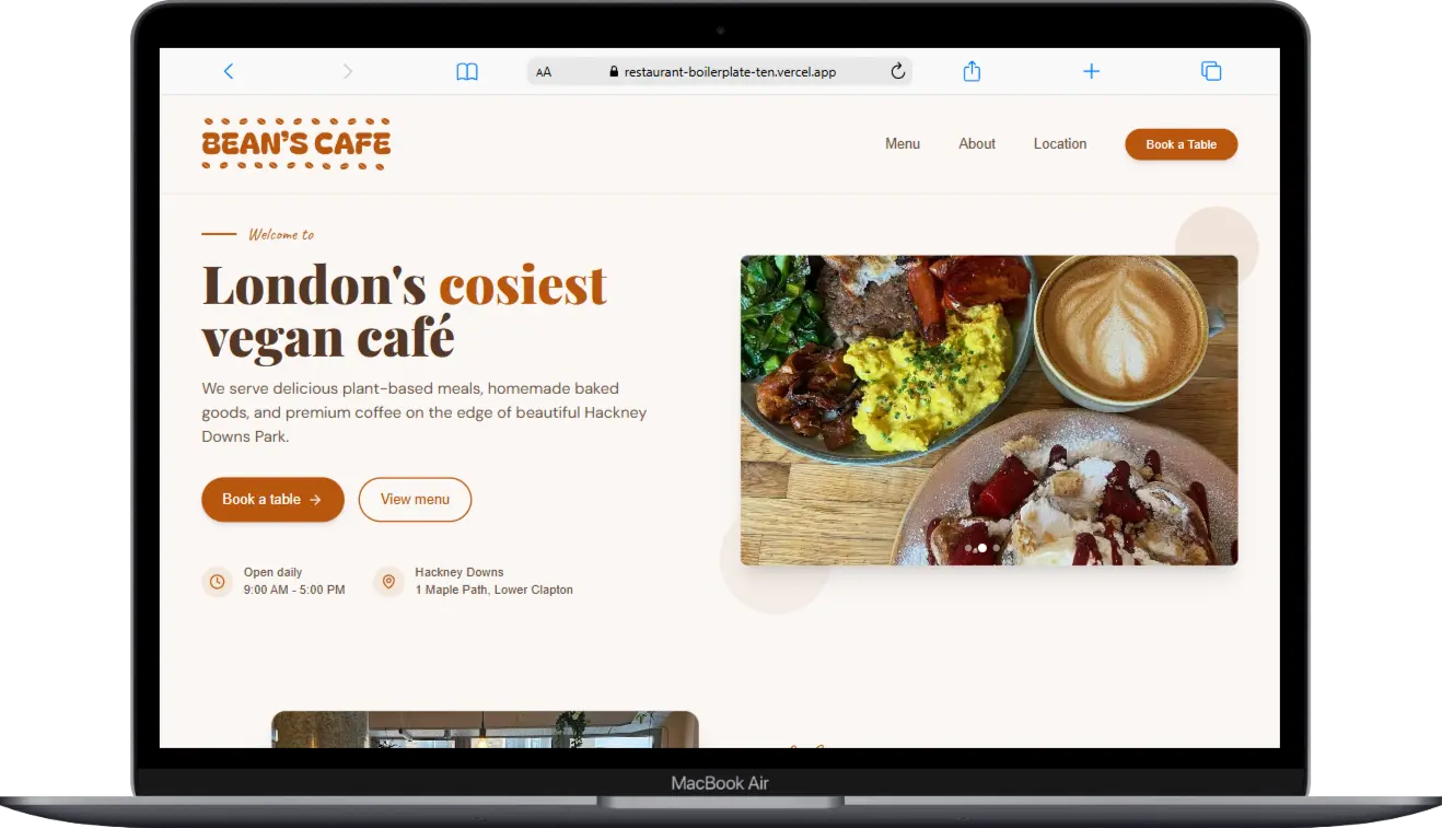 Restaurant Website auf MacBook